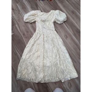 Gunne Sax Jessica McClintock Lace Puff Sleeve Formal Midi Dress Size 5
Z2